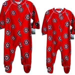 2 MLB Washington Nationals Toddler PJ Sleepers 0-3 mo NWT